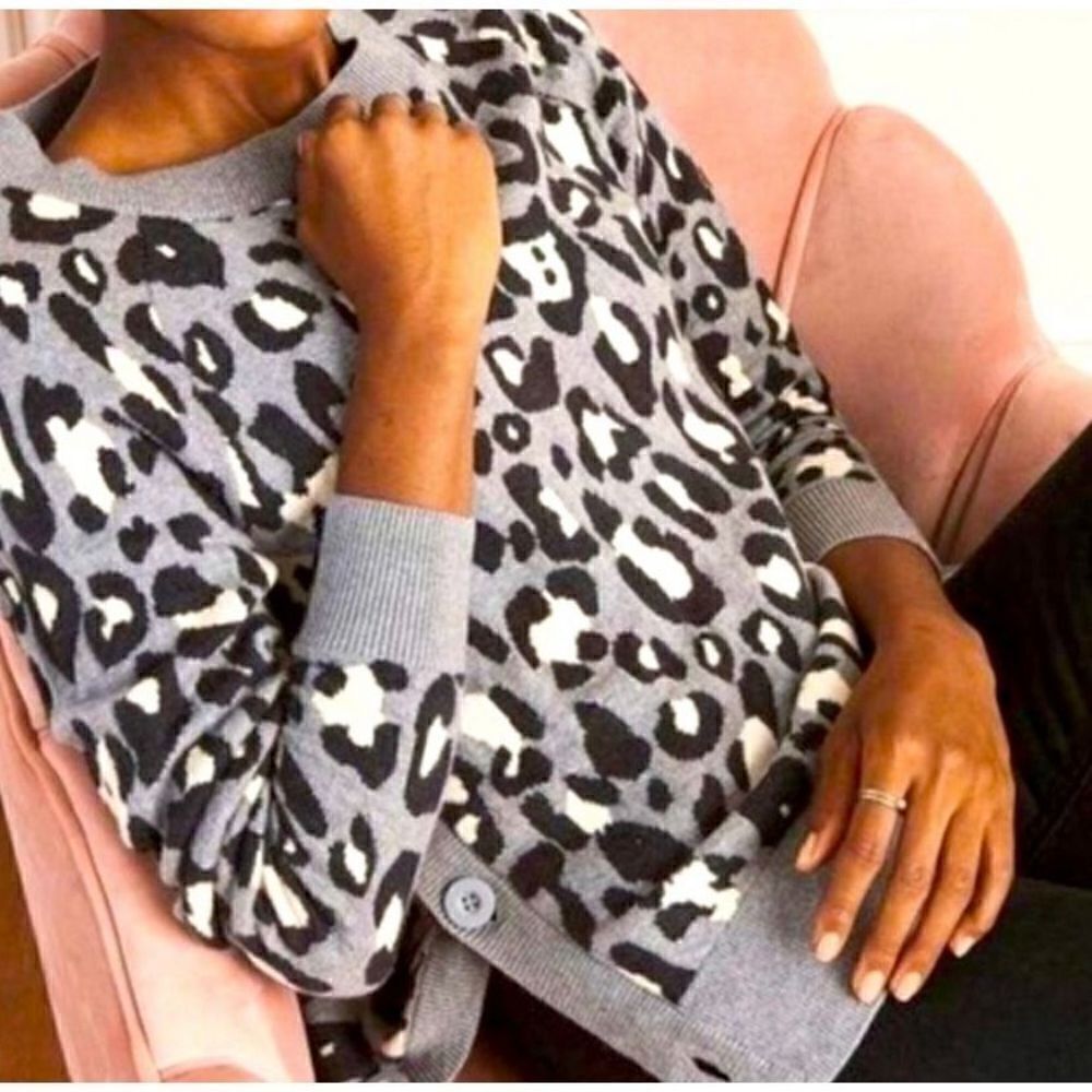 Stella & Dot Leopard Side Button Sweater | S